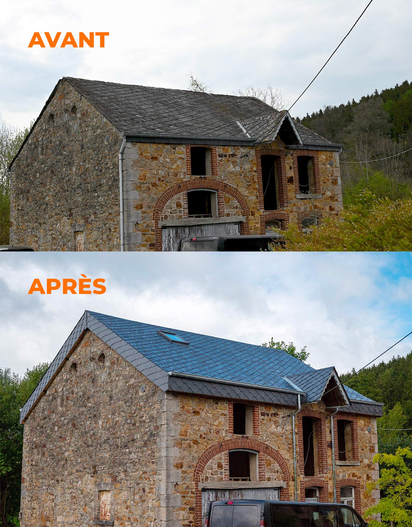 Comparatif avant et après travaux de rénovation de toiture